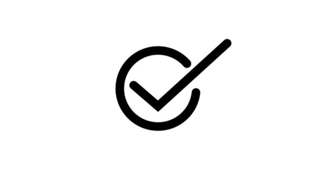 Chick mark animation on circle. tick mark symbol ok button animated on black background with Motion graphics of road sign arrow