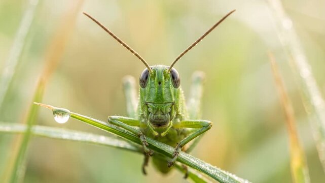 grasshopper close up in serengeti national park tanzania morning light video
