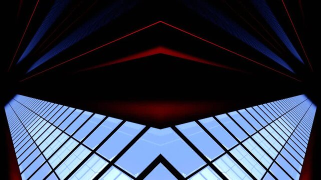 Light Blue and Red Side Cylinders Kaleidoscope Background VJ Loop in 4K