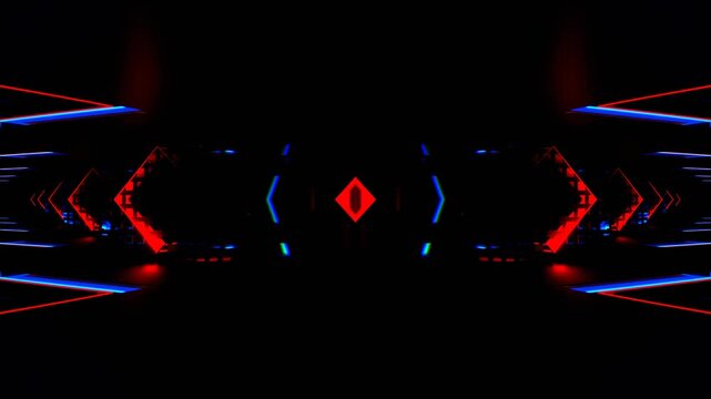 Red and Blue Neon Squares Amazing Endless Kaleidoscope Background VJ Loop in 4K