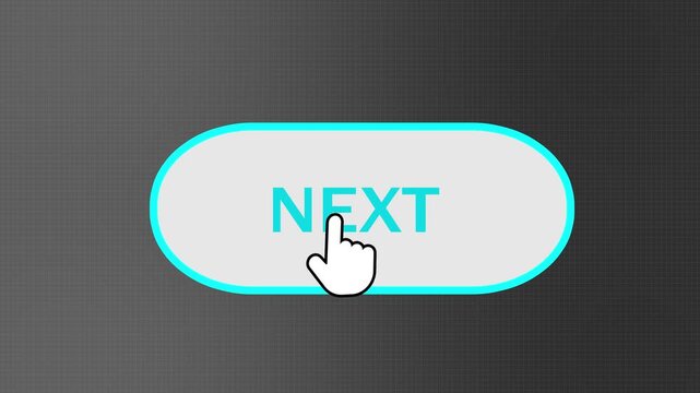 web UI component next action button animation. interactive website next button with mouse pointer. next button ui element with cursor click animation.