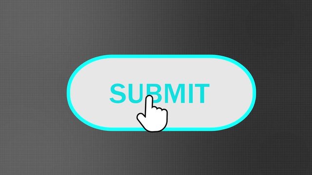 minimalist button click animation for website interface. digital interface submit button interaction motion graphic. submit button click animation with hand cursor.