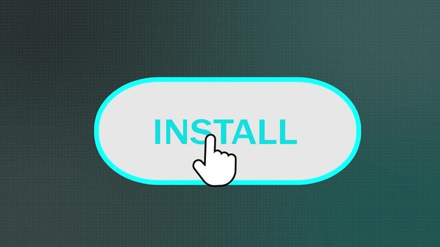 digital install button clicked by pointer cursor software download video animation. minimalist user interface install button icon with clicking hand cursor motion graphic.