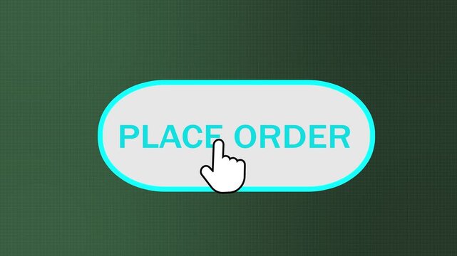 digital ecommerce checkout place order button clicking interaction concept. web interface cursor clicking place order button graphic for online shopping. 