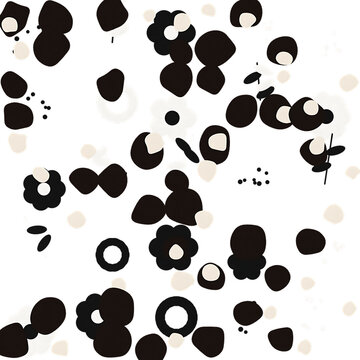 Abstract black and white organic shapes pattern design with transparent background transparent background