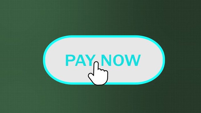 e-commerce checkout call to action button pay now animation for web design and app ui. pay now button click ui animation on green background for online shopping and checkout concept.