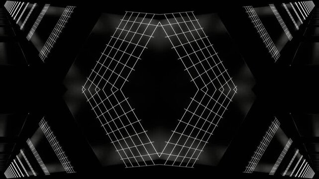 White Neon Sci-Fi Cyber Dimension Kaleidoscope Background VJ Loop in 4K