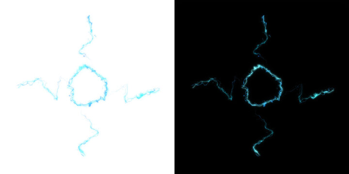 Blue shockwave glowing Explosion Lightning effect anime Style. Lightning, energy blast, Magical spell and aura Power up VFX