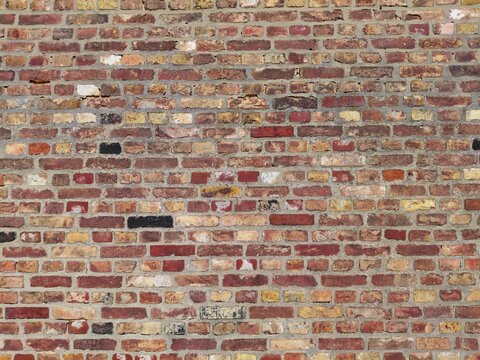 red and yellow historic brick wall, hd texture, background