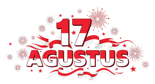 Patriotic 17 Agustus graphic design for Indonesian Independence Day celebration.