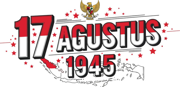 Indonesian Independence Day August 17, 1945 patriotic celebration vector design.
