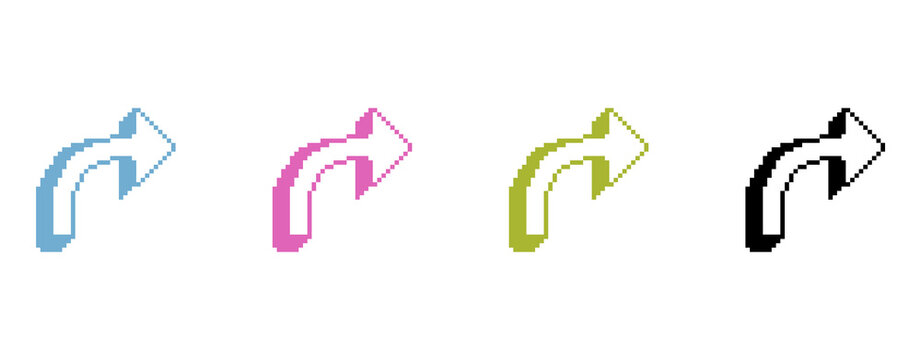 Curved arrow icon set in four bright colors vector design