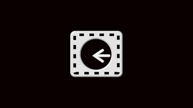 Minimalist back arrow animation with pulsing border effect on black background, for UI UX and digital navigation  4k Video.