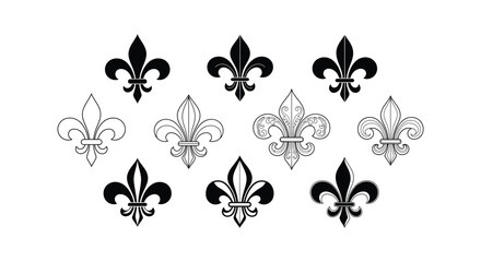 Fleur de lis symbols in various styles © MST