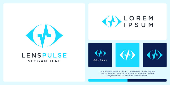 Lens pulse logo design with abstract eye