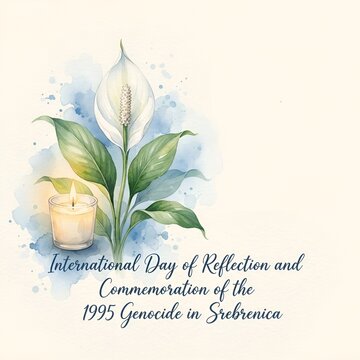 International Day of Reflection and Commemoration of the 1995 Genocide in Srebrenica Watercolor Memorial Illustration