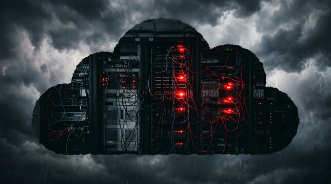 Cloud Security Threat and Data Center Disaster Concept