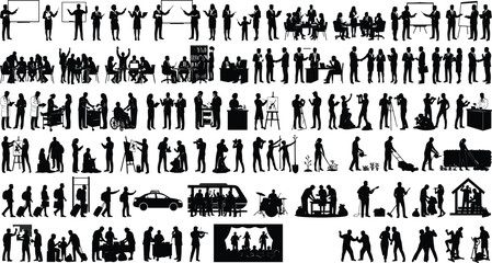 Fototapeta premium Business and Lifestyle People Silhouette Collection Vector Set for Professional and Everyday Activities