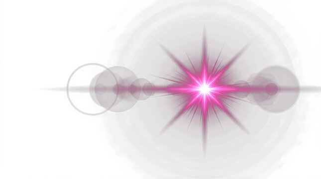Radiant pink star lens flare effect with abstract radiance sunlight background starburst