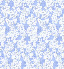 Fototapeta premium Delicate White Rose Pattern on a Soft Blue Background.