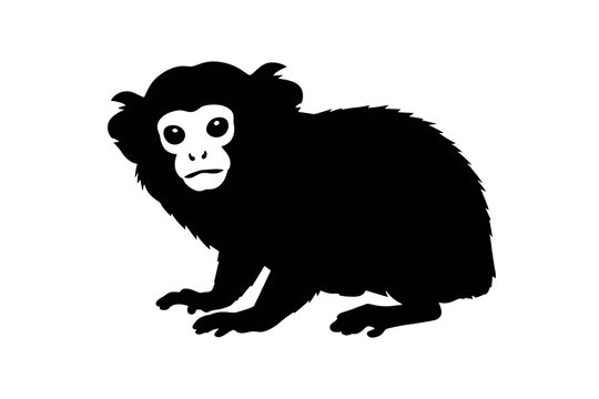 Black monkey sitting cartoon style