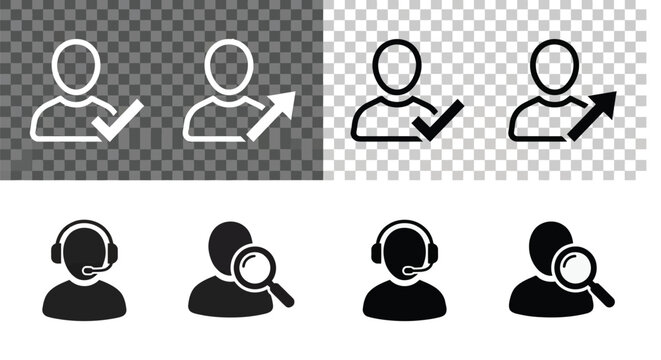 User Verification And Support Icons With Transparent Background