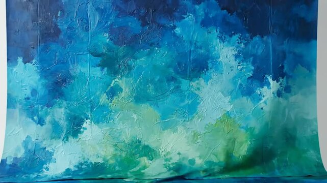 Abstract ocean background, a textured blue and green painted artistic backdrop, studio setting