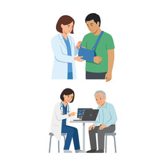 Obraz premium Professional Doctor Consultations and Medical Care for Patients with Injuries or Chronic Health Conditions