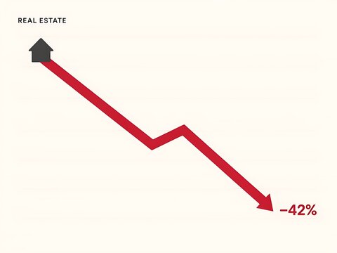 Real Estate Market Decline Illustrated With Downward Trend Graph