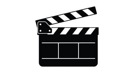 Fototapeta premium Clapperboard Silhouette On White Background Film Industry Equipment