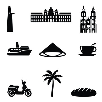 Set of vietnam travel icons
