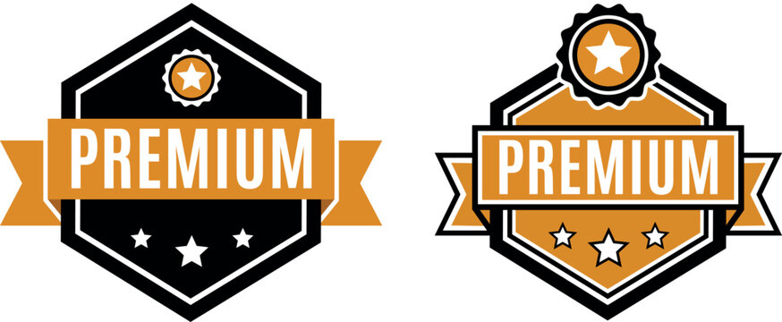 Premium hexagonal badge design with a star, a badge vector for best-selling product label.
