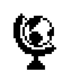 Fototapeta premium Monochrome Pixel Art Earth Globe Stand Icon