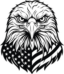 Fototapeta premium Patriotic bald eagle head vector mascot with american flag design