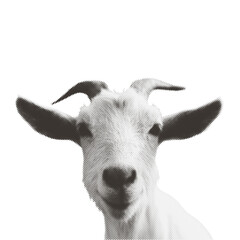 Fototapeta premium Goat head portrait retro halftone collage element. Vintage dotted texture monochrome illustration. Zodiac symbol for 2027 Chinese New Year design.