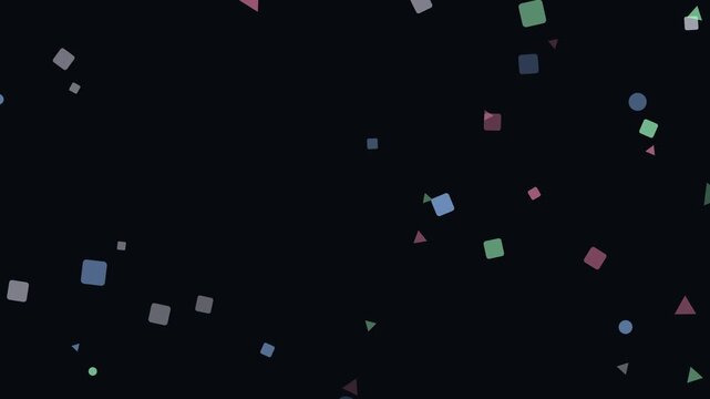 Abstract motion background, with floating geometric, shapes, minimalist particle, animation on black particles