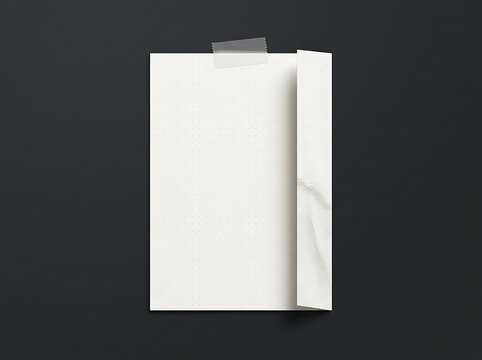 Blank dot grid paper sheet with adhesive tape on black