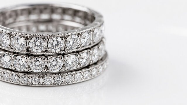 Stack Of Diamond Eternity Bands Luxury Jewelry Macro