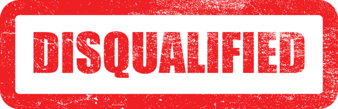 Disqualified stamp red ink on white background rejection concept
