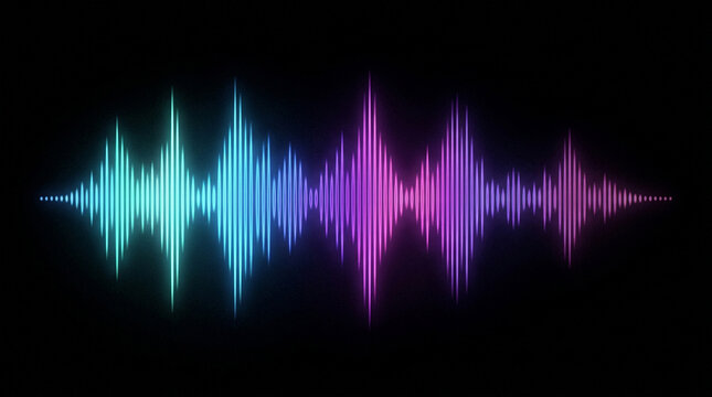 Glowing audio waveform visualization on black background
