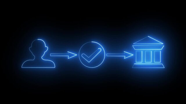 Neon payment and secure online banking transaction concept. , verifying digital transfer through , safe, and seamless financial service. neon icon 4k video