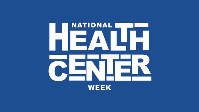 National health center week text animation suitable for medical event promotions. Perfect for healthcare organizations.
