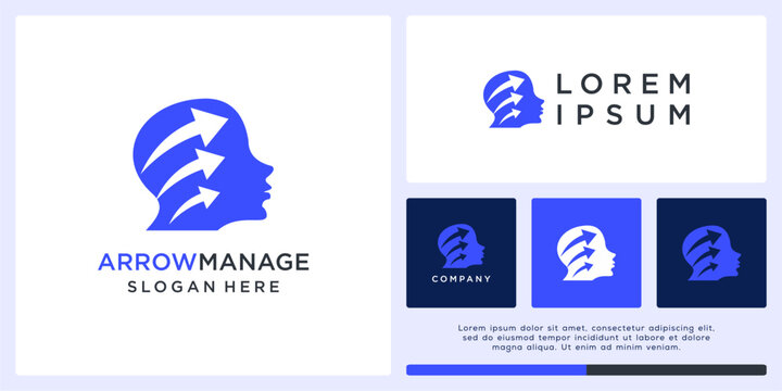 Arrow manage logo design with head people