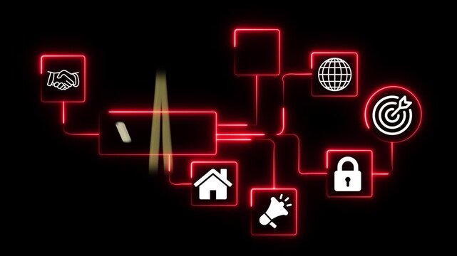 Digital Network Connections Representing IPV6 Services and Global Communication Technology animation on the black background.