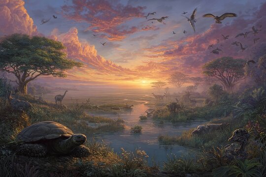 sunset over a sanctuary filled with endangered species