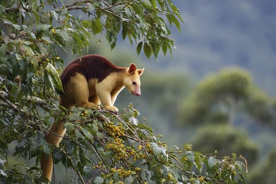 tree kangaroo climbing last tree on hill