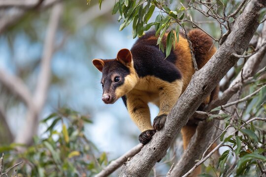 tree kangaroo climbing last tree on hill