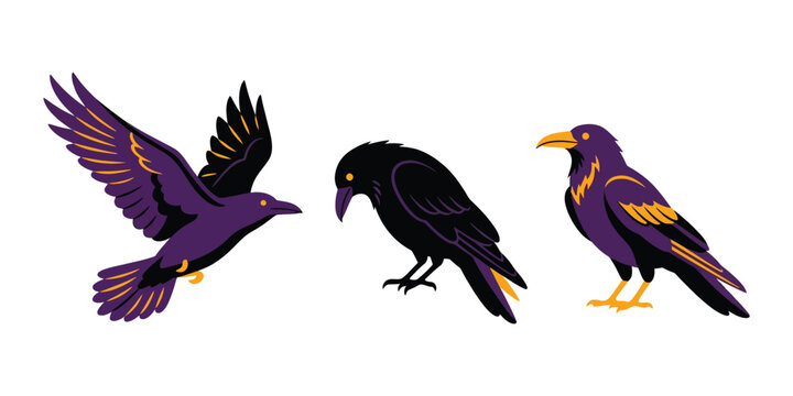 Halloween bundle spooky raven vector illustrations for creepy autumn designs