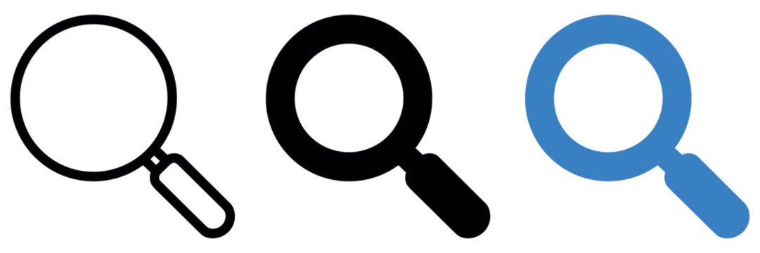 Magnifying glass icon. Search symbol. Simple pictogram for zoom, find, explore, inspection, web search, user interface, mobile apps, navigation and digital information discovery design.