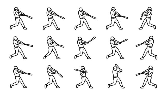 Baseball Player Swinging Bat - Sequence Animation Frames